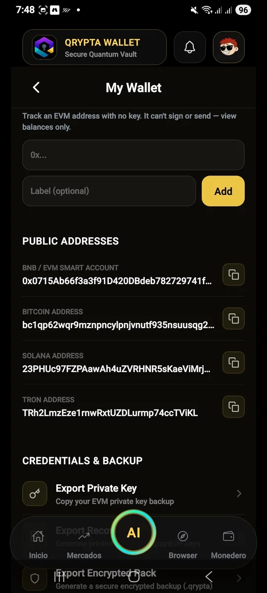 Credentials & backup